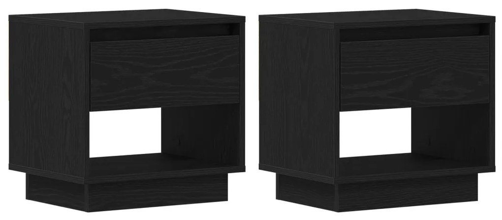2 db Éjjeli asztal Fekete tölgy 45x34x49 cm Műanyag