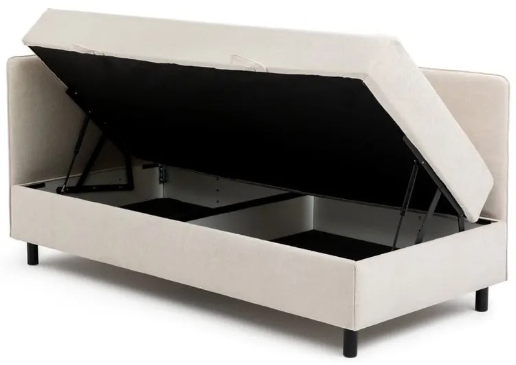 Bézs kárpitozott ágyneműtartós egyszemélyes ágy matraccal 120x200 cm Avela – Bonami Selection