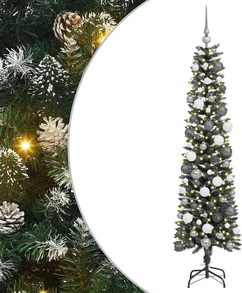 vidaXL Mű karácsonyfa 300 LED-del Zöld 180 cm PVC és Műanyag és Acél