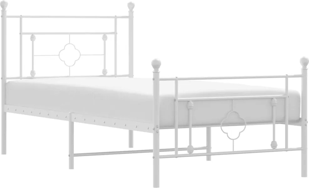 vidaXL fehér fém ágykeret fej- és lábtámlával 100 x 190 cm
