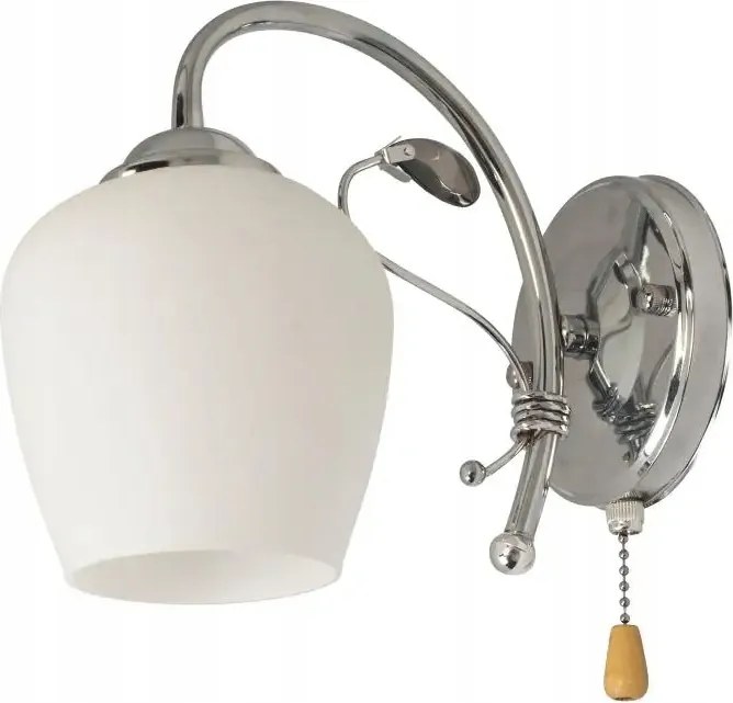 Virággumó alakú fali lámpa krómozott ággal fehér üveg Ven E27