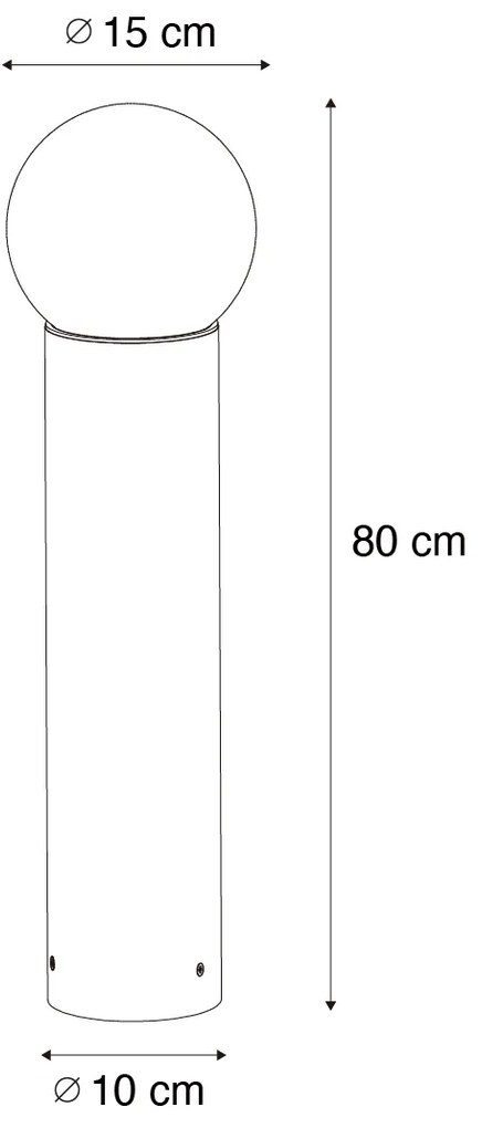 Fekete kültéri állólámpa opál üveggel 80 cm IP44 - Huma