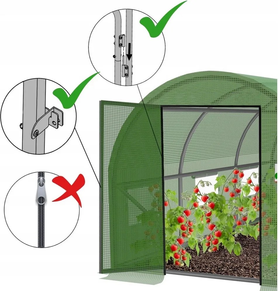 Kerti fóliás üvegház szilárd ajtókkal, 400 x 250 x 200 cm