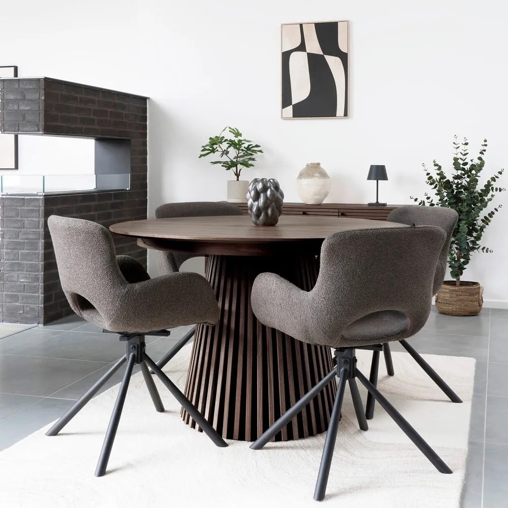 Kerek bővíthető étkezőasztal tölgyfa dekoros asztallappal ø 120 cm Osaka – House Nordic