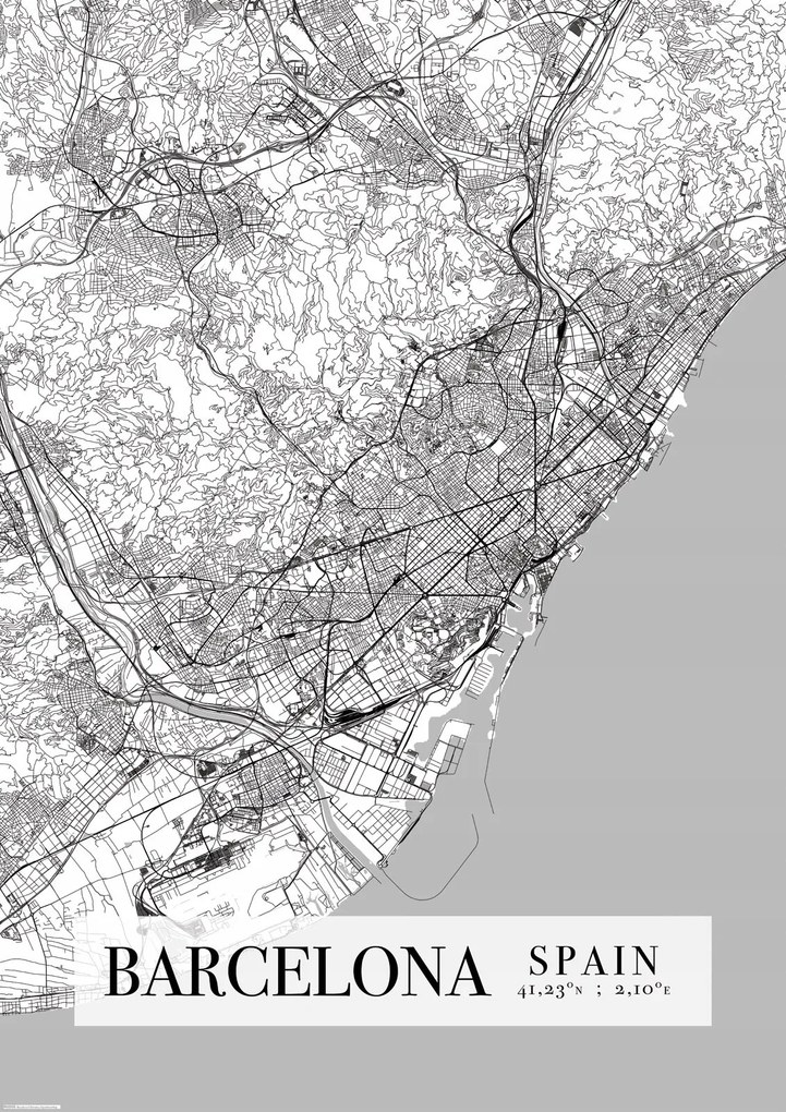 Barcelona várostérkép poszter A1 59,4x84,1 cm