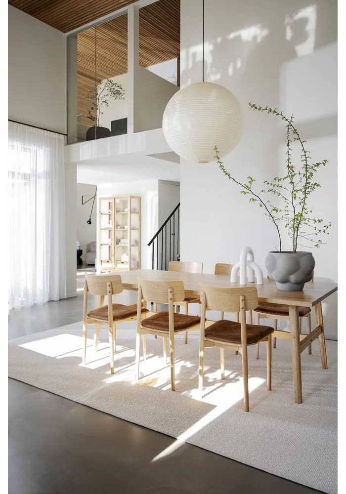 Natúr színű étkezőasztal tölgyfa dekorral 100x220 cm Plainfield – Rowico