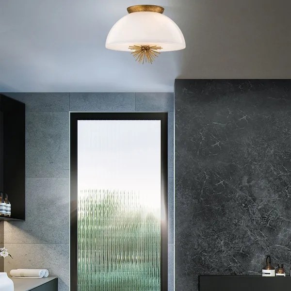 Quoizel STARING-3P-DG-OPAL-Csillár rúdon STARING 3xE14/40W/230V átm. 45,7cm arany