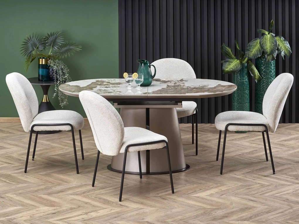 Széthúzható étkezőasztal  160-200 cm Riavey (fekete + cappuccino) (6 8 fő részére). Akció -6%. 1049566