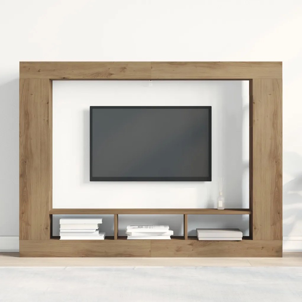 Tv állvány falra szerelhető, Artisan tölgy, 152x22x113 cm