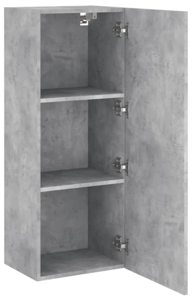 betonszürke szerelt fa fali TV-szekrény 40,5 x 30 x 102 cm