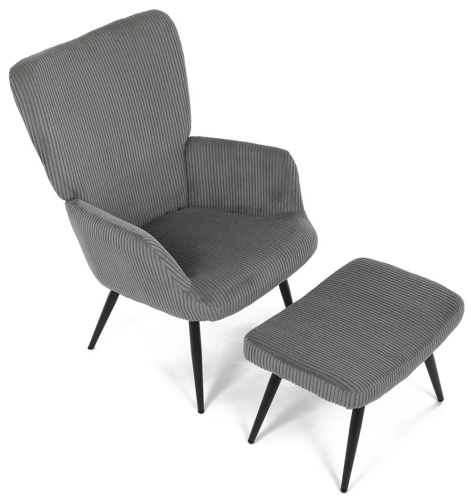 Pihenőfotel lábtartóval L7285 GREY6, szürke