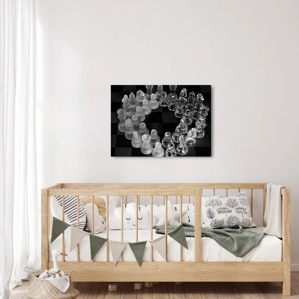Kép - fekete-fehér sakk (70x50 cm)