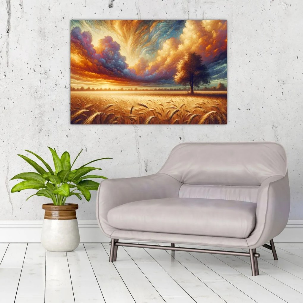 Kép – Fa a mezőn (90x60 cm)