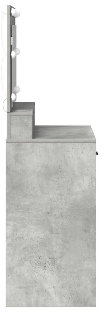 Sminkasztal LED Fényekkel Beton Szürke 79x41x135 cm