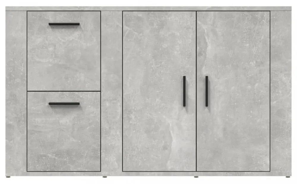 betonszürke szerelt fa tálalószekrény 100x33x59,5 cm