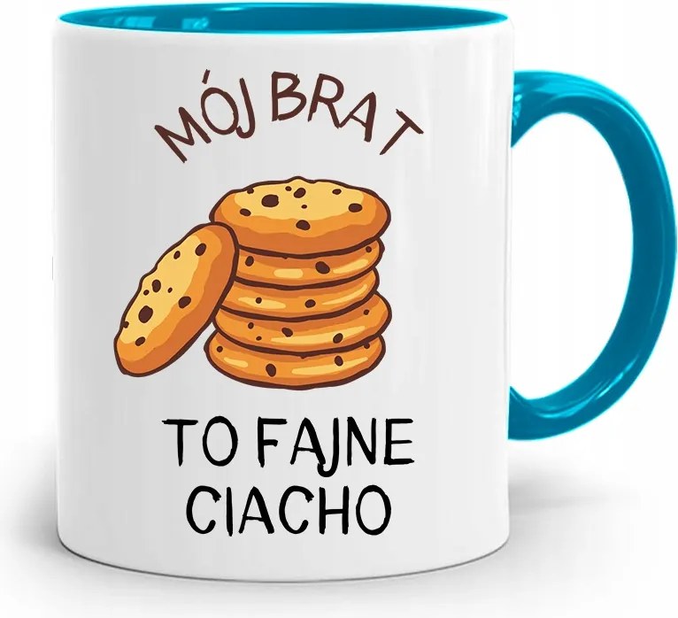 Kék Ajándék Bögre A Testvérem Egy Vagány Süti, fényképes nyomattal