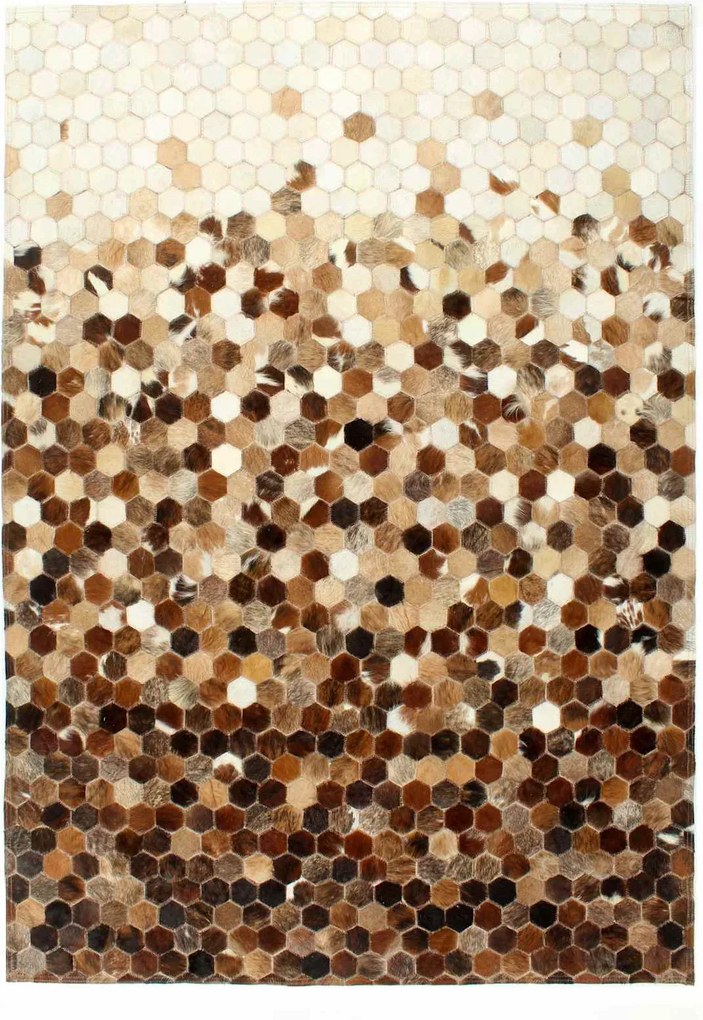 vidaXL Bőr Szőnyeg Foltvarrásos Bőrből Méhsejt Barna 170 x 120 cm Bőr