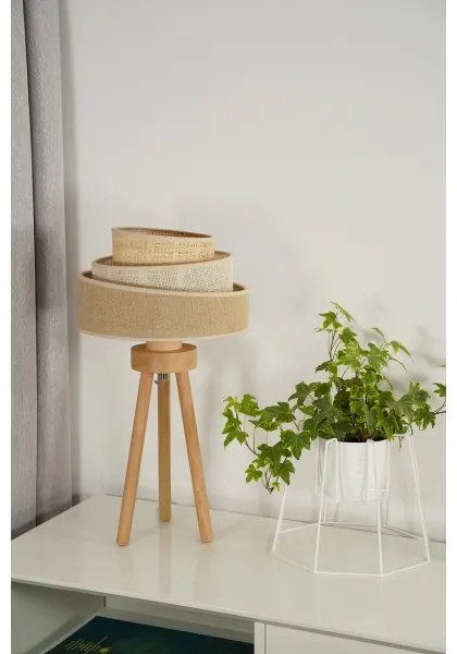 Duolla - Asztali lámpa YUTE TRIO 1xE27/15W/230V átm. 25 cm barna/szürke/bézs