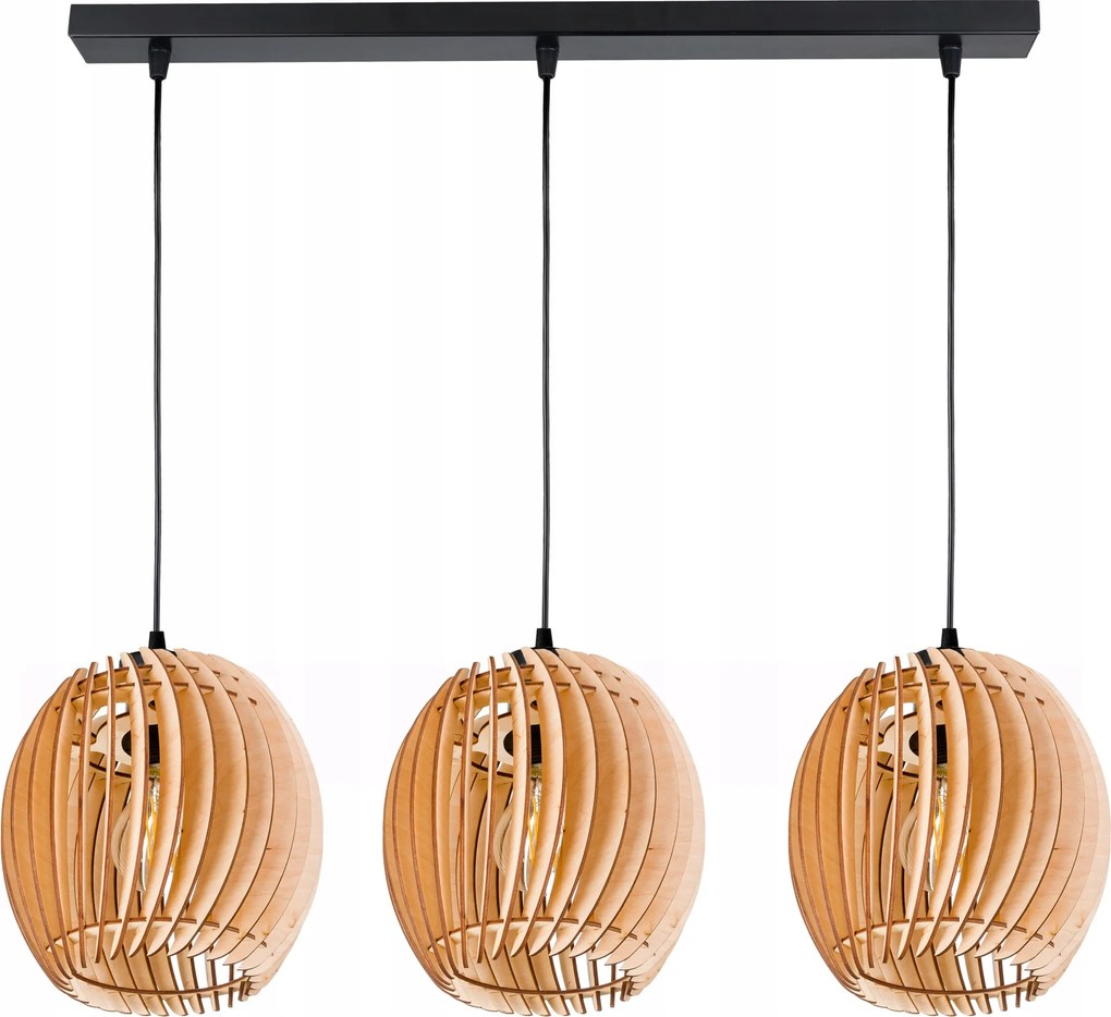 Függőlámpa mennyezeti csillár Túlnyúlás gerenda lámpabúra Hordó fa 3x E27