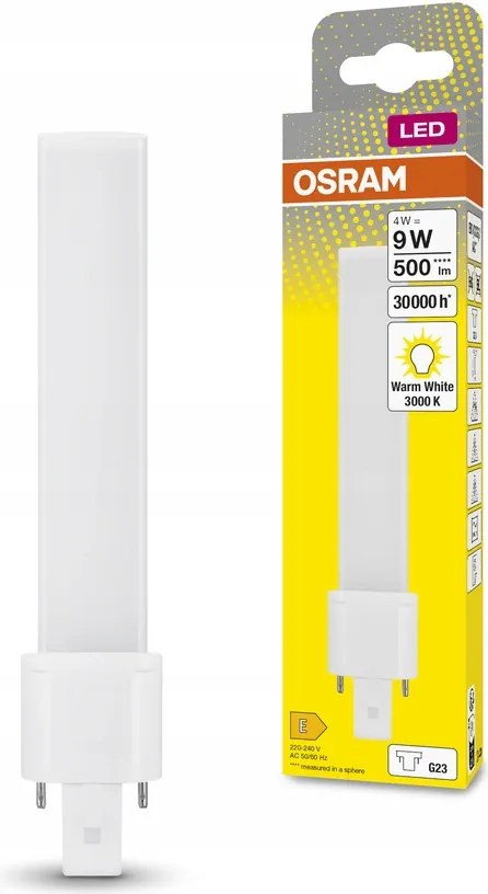 Led fénycső G23 4W 9W 500lm 3000K Meleg 120° Dulux Led S Em &amp; Ac