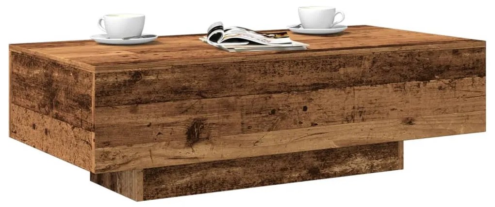 antik fa színű szerelt fa dohányzóasztal 100x49,5x31 cm