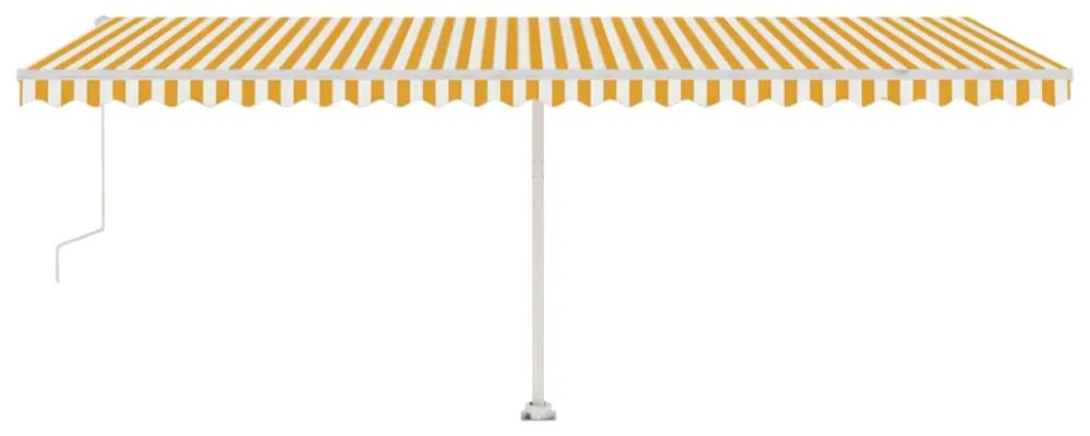 sárga-fehér szélérzékelős és LED-es napellenző 600 x 350 cm