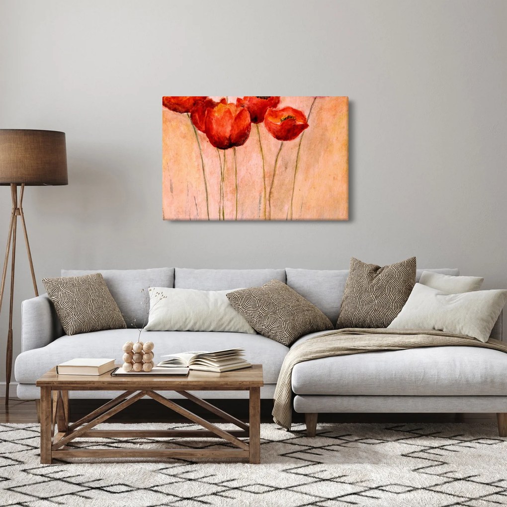 Kép - piros tulipán (90x60 cm)