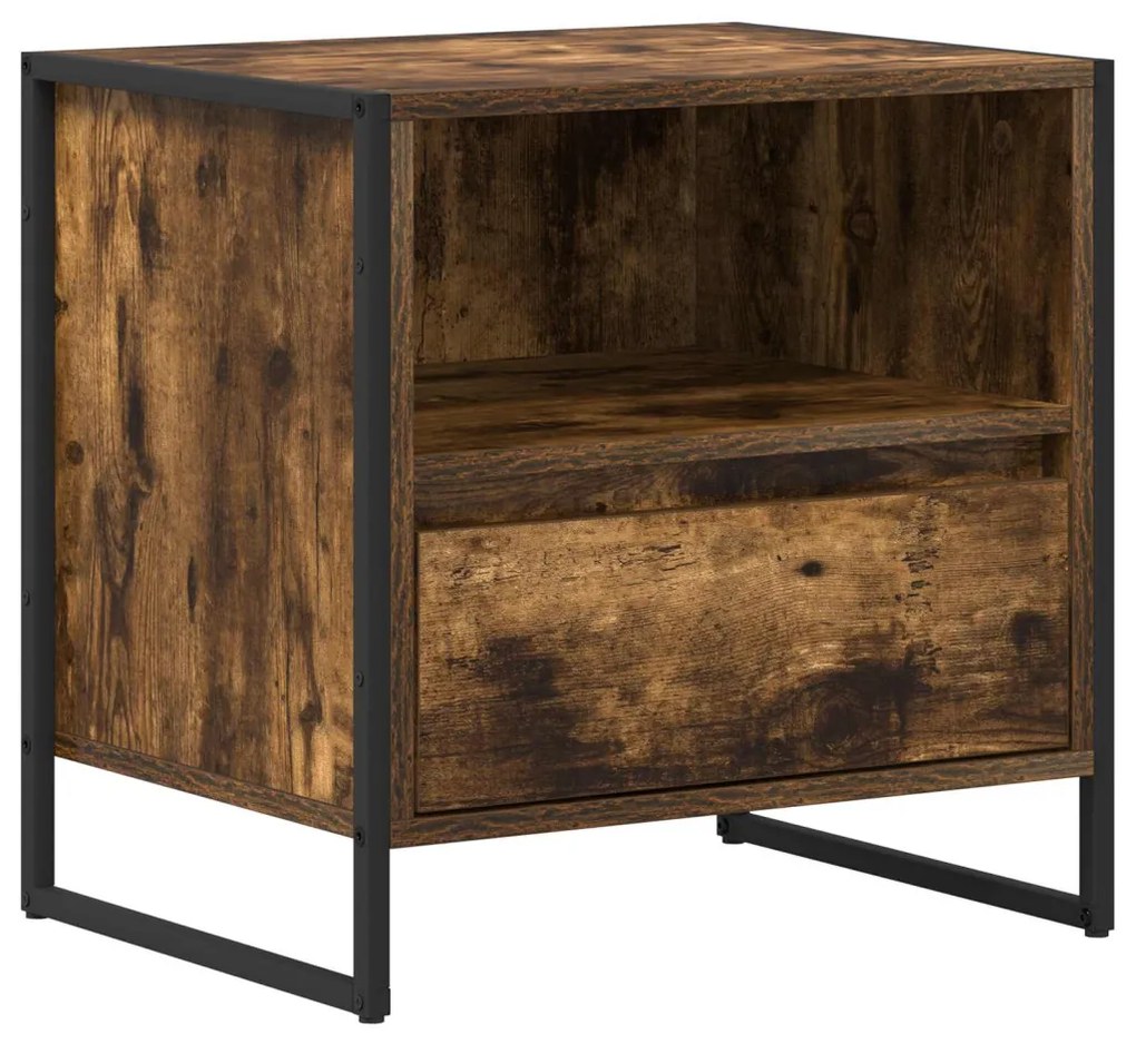 vidaXL Éjjeli asztal fiókkal Füstös tölgy 50 x 39,5 x 50 cm Faanyag
