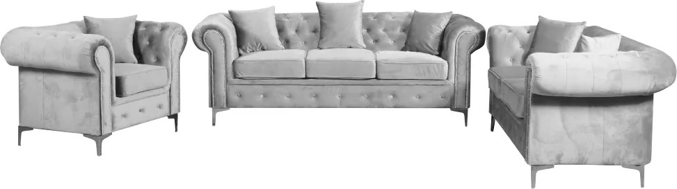 Luxus 2-es ülés, világosszürke Velvet szövet, ROMANO