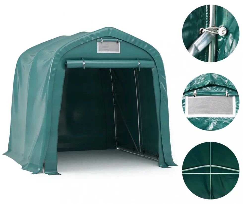 zöld PVC sátorgarázs 2,4 x 2,4 m