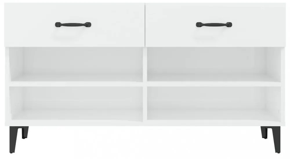 magasfényű fehér szerelt fa cipőszekrény 102x35x55 cm