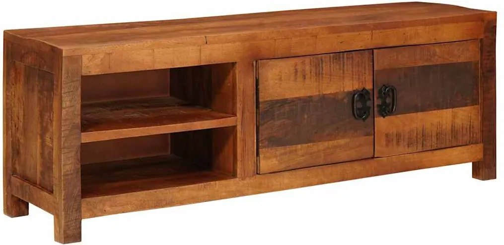 vidaXL TV szekrény polcokkal Barna 110 x 30 x 40 cm tömör mangófa