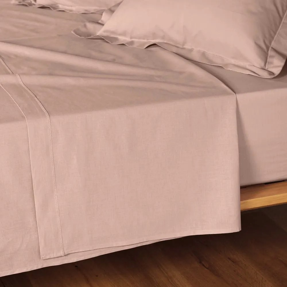 Rózsaszín pamut lepedő 180x290 cm Lina – douceur d'intérieur