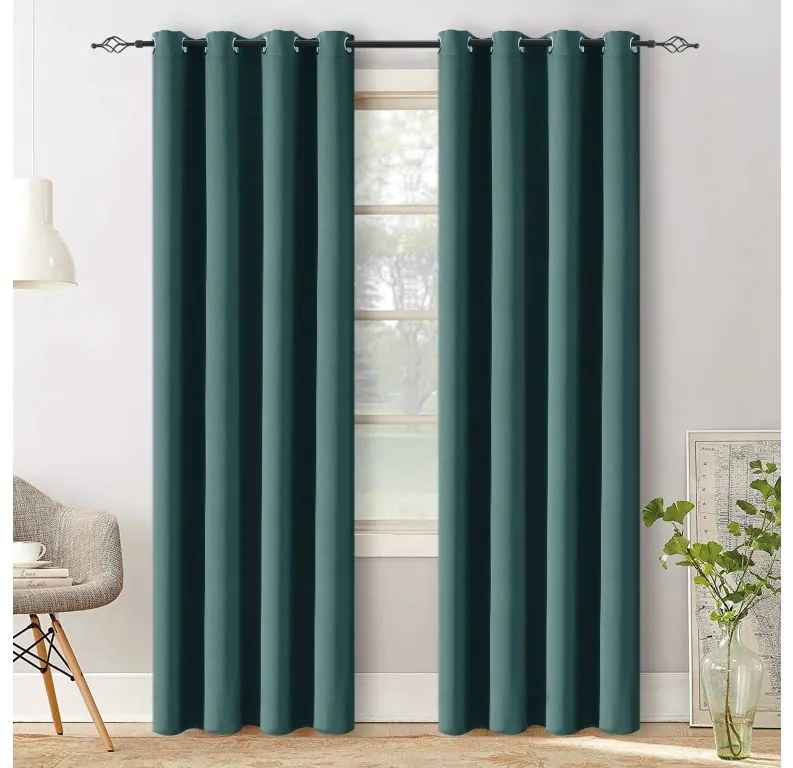 Sötétítő függöny VELVET 140x250 cm, türkiz Felfüggesztés: Fém gyűrűk