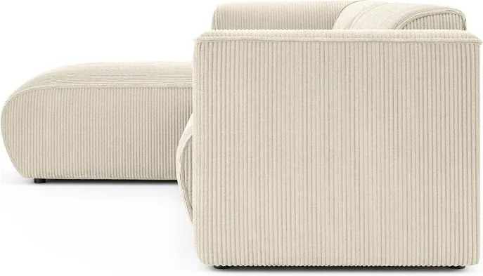 Bézs kordbársony sarokkanapé (bal oldali-heverő résszel) Merid – Ropez