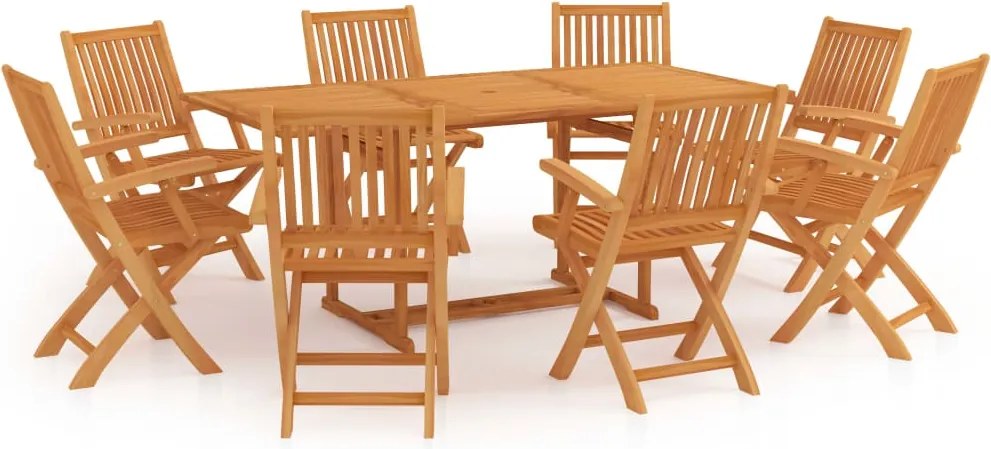 vidaXL 9 részes tömör tíkfa kerti étkezőgarnitúra