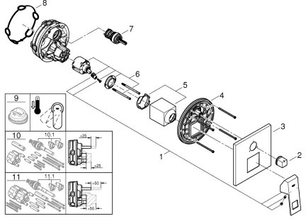 GROHE 24094000 - EUROCUBE csaptelep 3-utas váltóval, fényes króm
