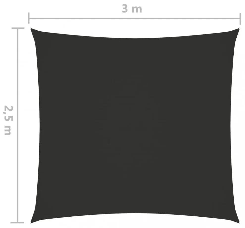 antracitszürke téglalap alakú oxford-szövet napvitorla 2,5x3 m