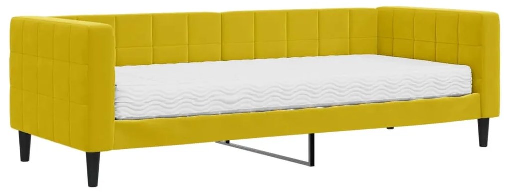 sárga bársony heverő matraccal 80 x 200 cm
