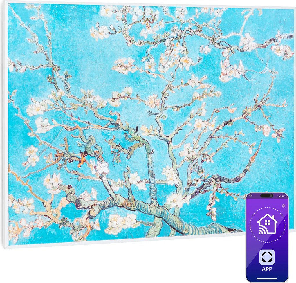 Klarstein Wonderwall Air Art Smart, infravörös hősugárzó, 80 x 60 cm, 500 W, virágok