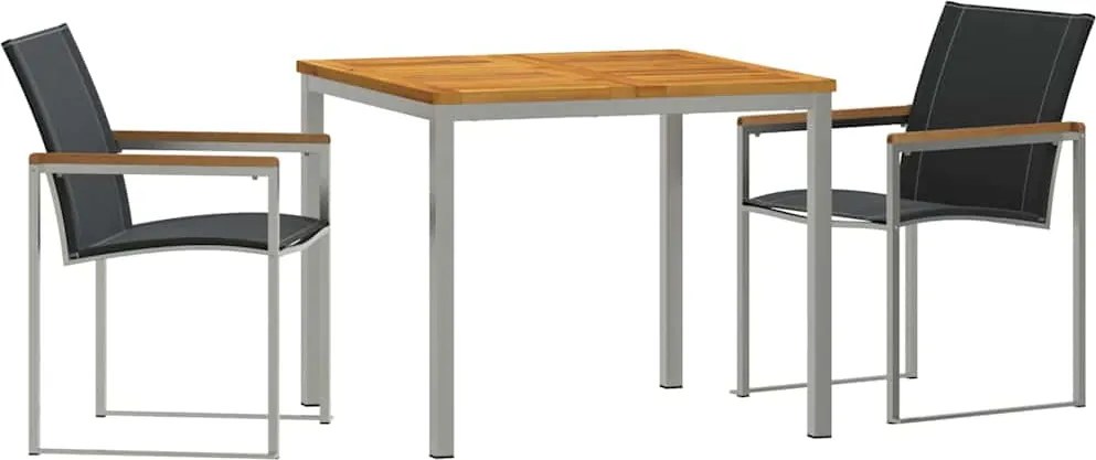 vidaXL Kert étkező szett 3 pcs Barna Tömör Akácfa