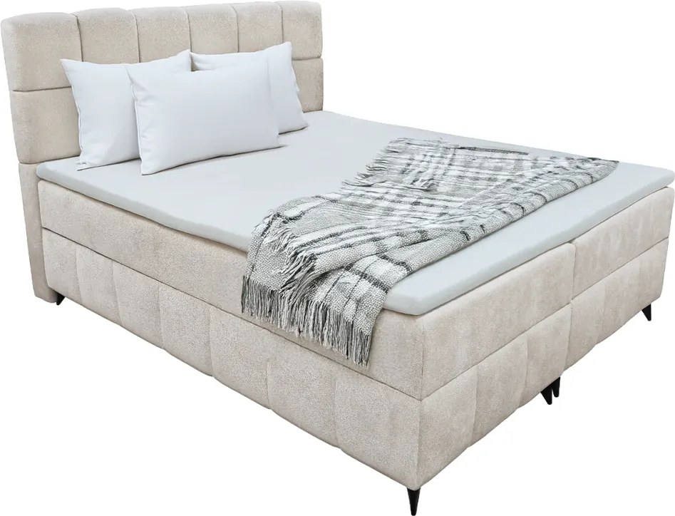 Boxspring ágy, 180x200, bézs, ALMA