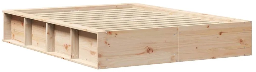 Ágykeret tárolóval Barna 135 x 190 cm Tömör fenyőfa