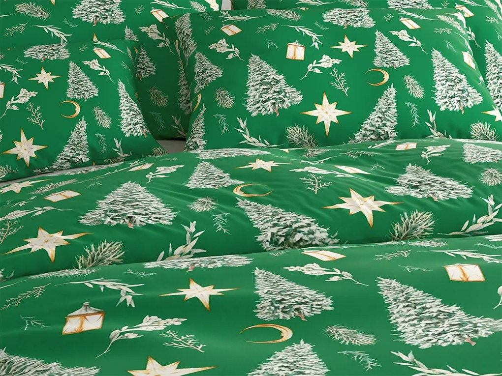 Mikroszálas ágyneműhuzat GREEN CHRISTMAS zöld Ágyneműhuzat mérete: 70 x 90 cm | 140 x 220 cm