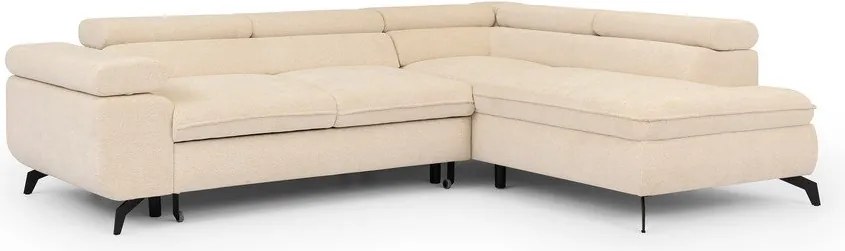 Krémszínű zsenília sarokkanapé (jobb oldali-L alakú) Marbeya – Ropez