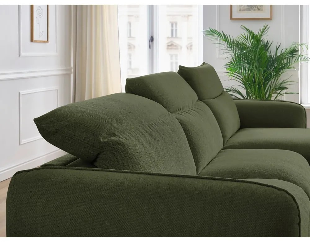Zöld kinyitható sarokkanapé (variálható) Achille – Bobochic Paris