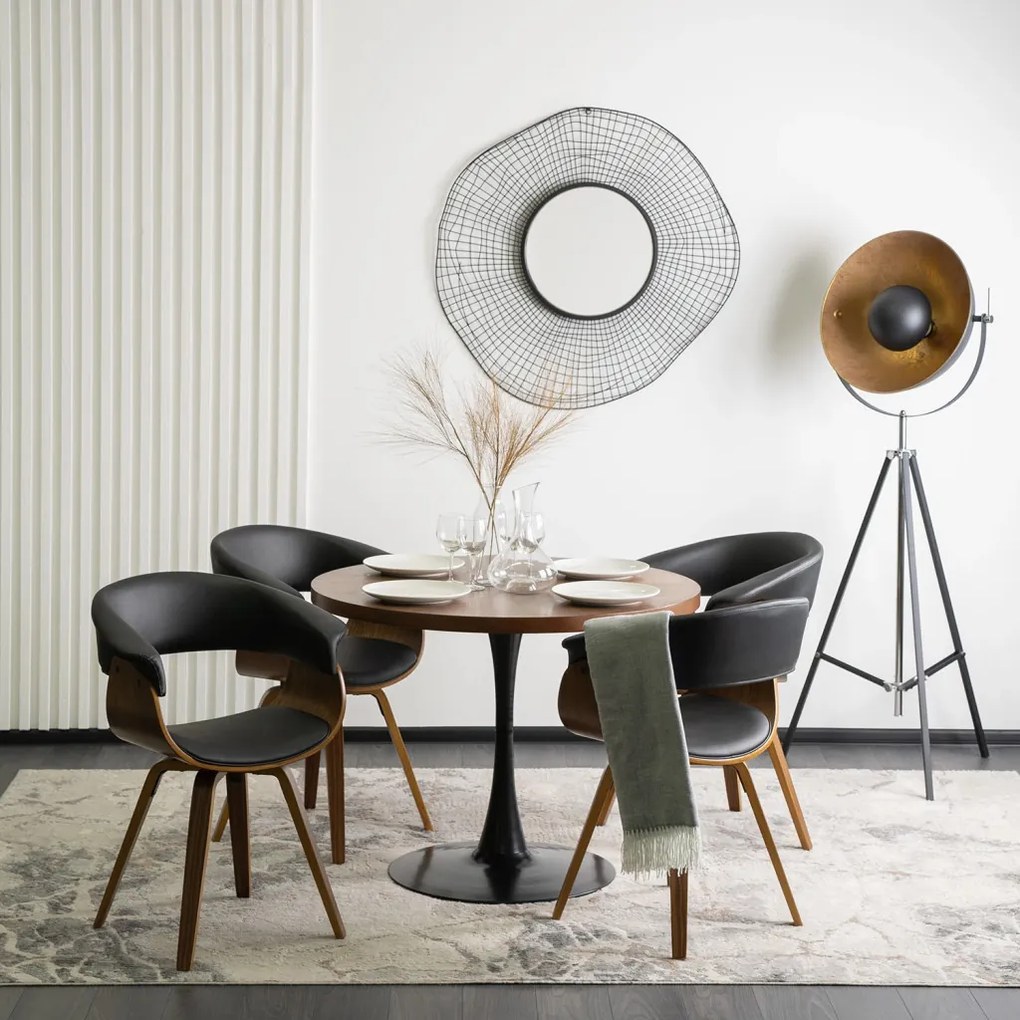 Ohio szék fekete színben, műbőr kárpittal, hajlított rétegelt lemez vázzal