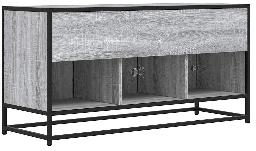 szürke sonoma színű szerelt fa és fém TV-szekrény 100x35x50 cm