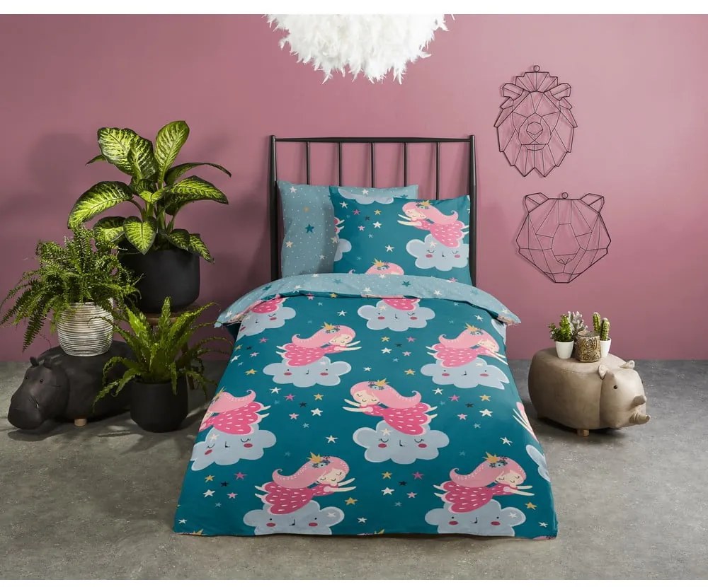 Petróleum színű pamut gyerek ágyneműhuzat babaágyhoz 120x150 cm Princesse – Good Morning