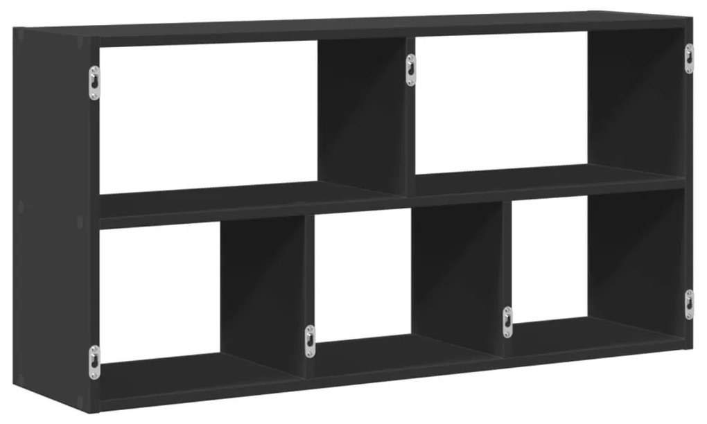 fekete szerelt fa fali polc 100 x 25 x 50 cm